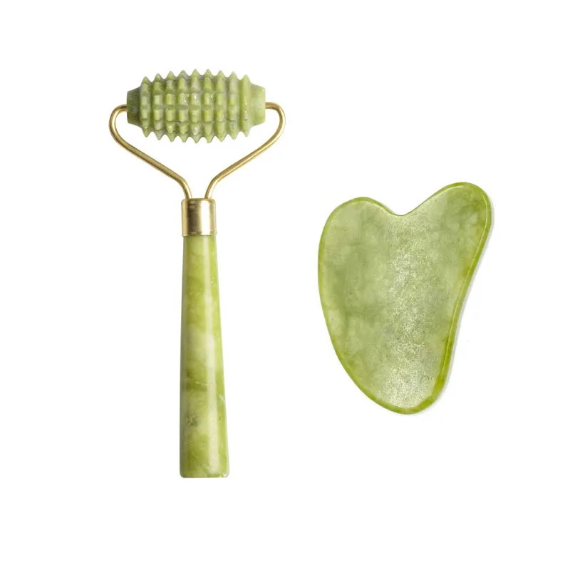 الوجه اليشم الأسطوانة أداة العناية ببشرة الوجه شد الوجه تدليك سليم مهدئ الاسترخاء الجمال العناية بالبشرة الأسطوانة الحجر الطبيعي مكشطة مجموعة #1