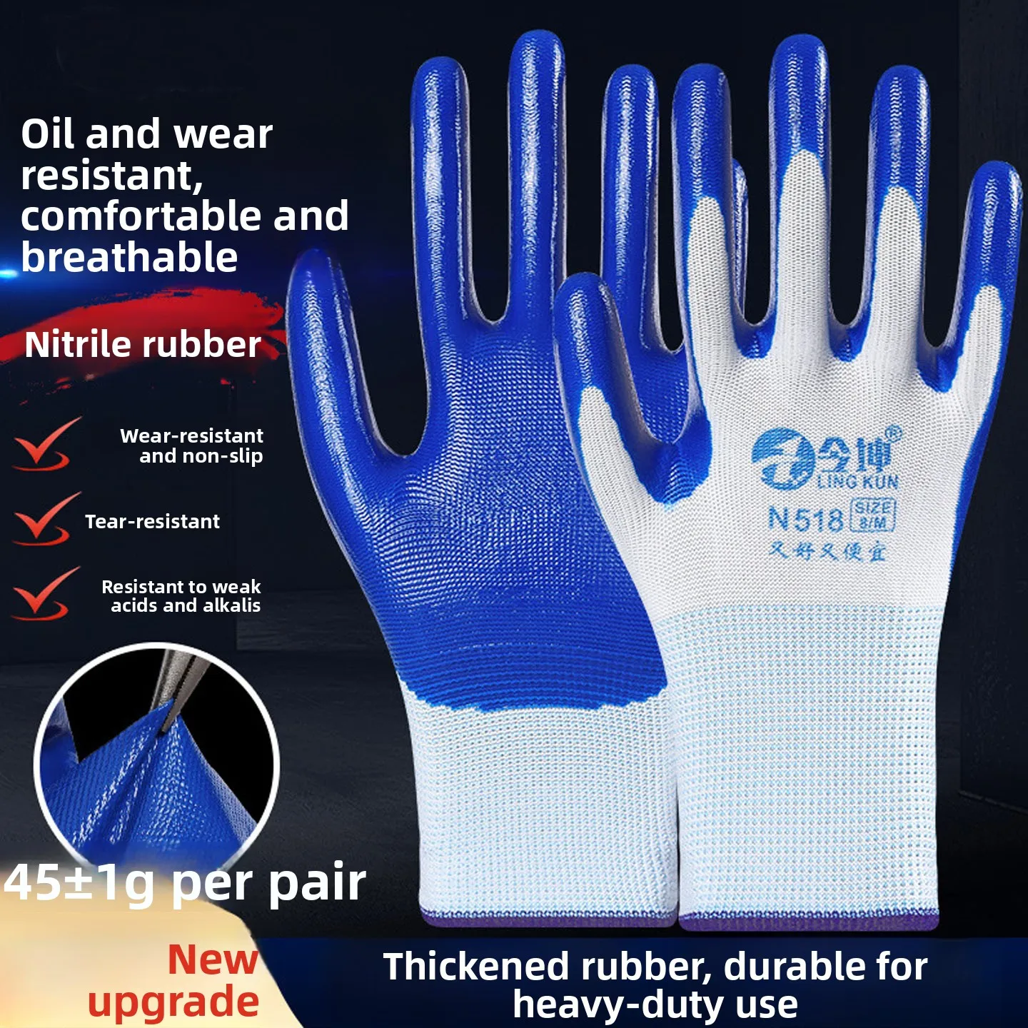 

Mens Rubber Work Gloves Anti-Slip Wear-Resistant Plastic Belt Labor Gloves Protective Handwear for Outdoor Fac Handmade