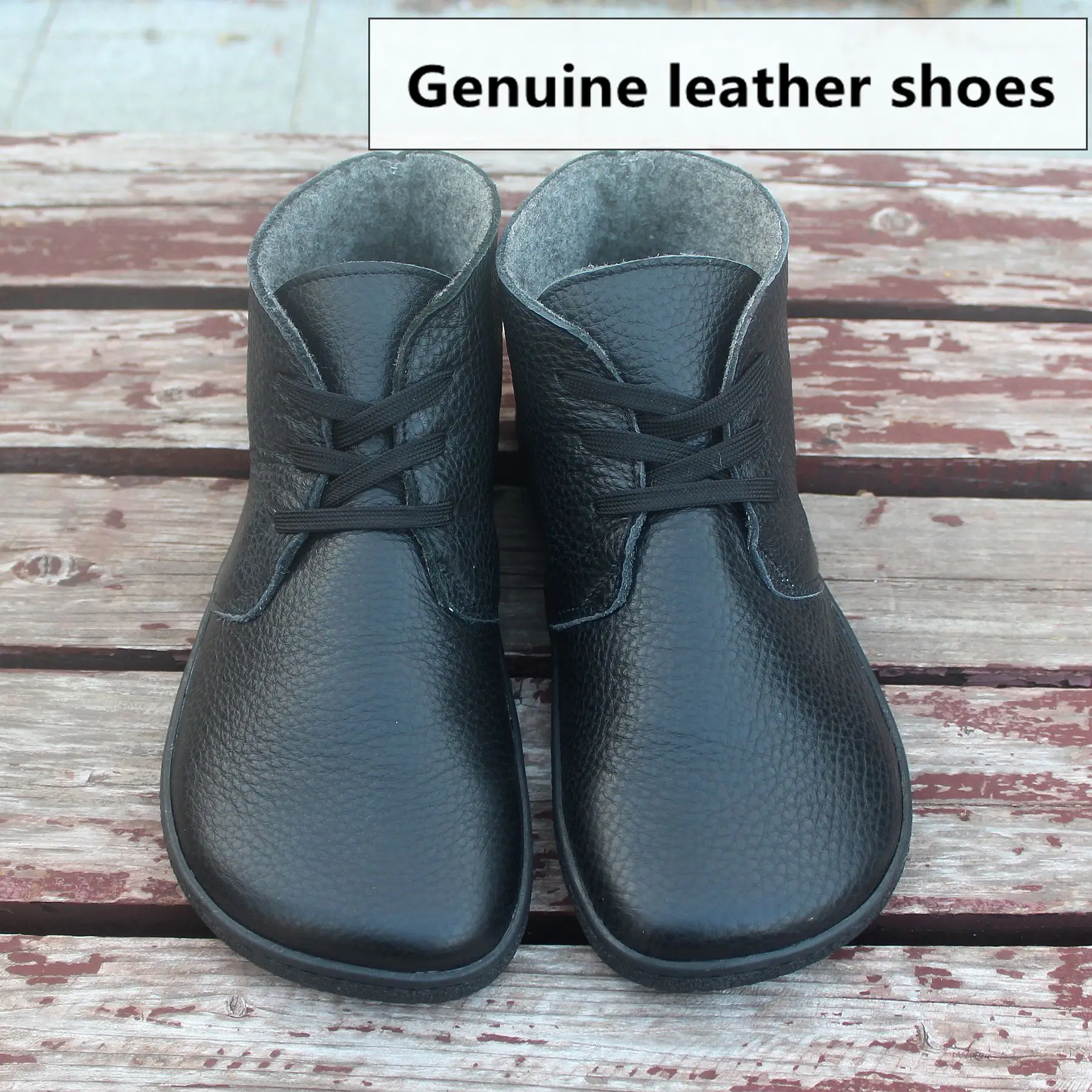 Barefoot Leather Boots With Wool Linning Inside For Women  man Zero Drop Wider Toes Box