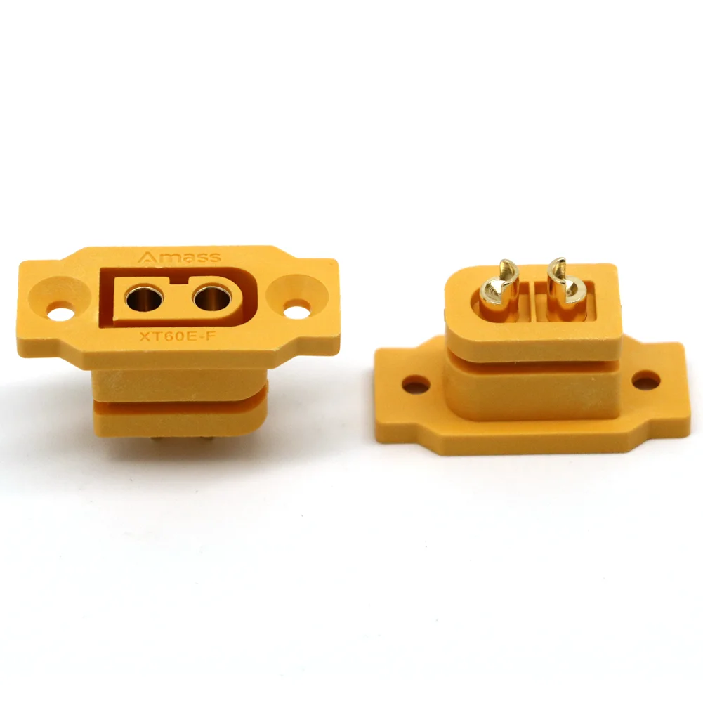 Adaptador de conexión de batería Amass XT60E-F, conector hembra de gran corriente, chapado en oro/latón, para modelo RC, 1/2/5 unidades