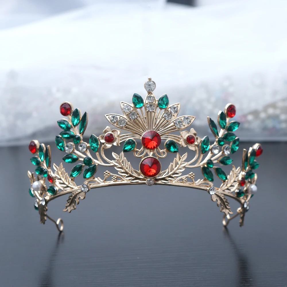 

1pc Christmas Themed Vintage Hair Crown Gemstones Intricate Floral Design Perfect Holiday Parties Weddings Cosplay Elegance