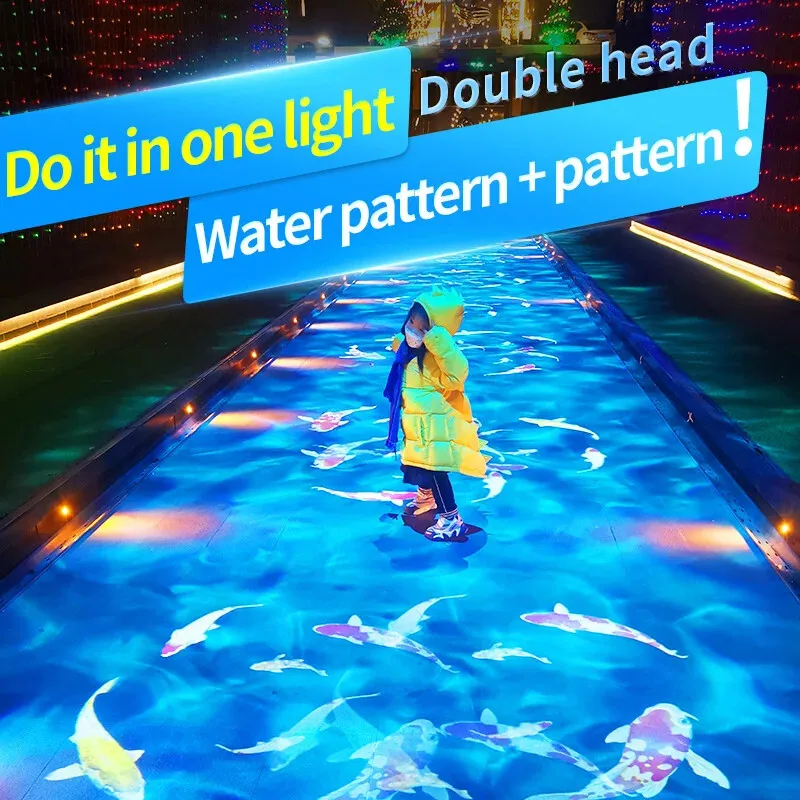 dynamic water ripple special effect fish double-head projection koi spotlight logo advertising door outdoor atmosphere lighting