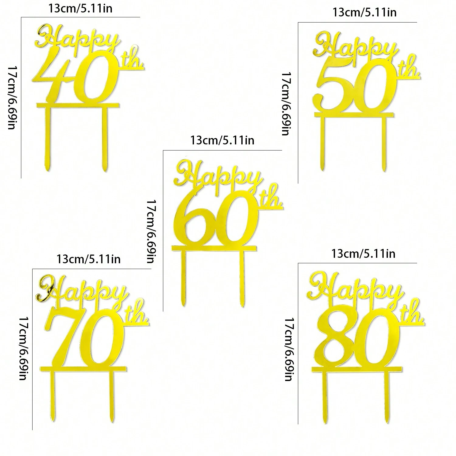 Simple Numbers 40 50 60 70 80th Acrylic Cake Topper For Anniversary Birthday Party Cake Topper Cake Decorations