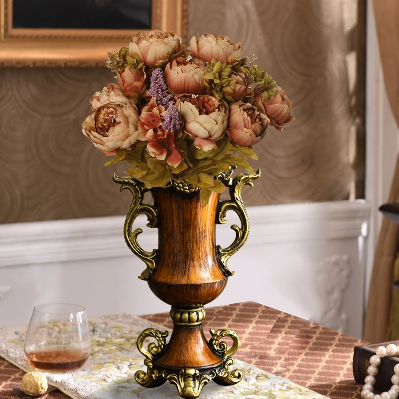 

Retro vase ornament simulation flower dried flower arrangement American Chinese living room TV cabinet dining table decoration