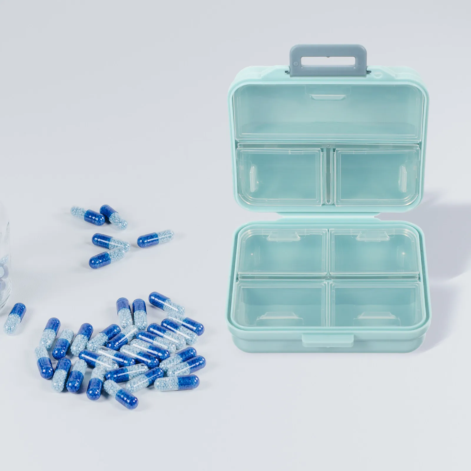 

7 Compartments Lightweight Portable Pills Case Small Compact Sealed Medicine Storage Box for Travel Office Outdoor Daily Use