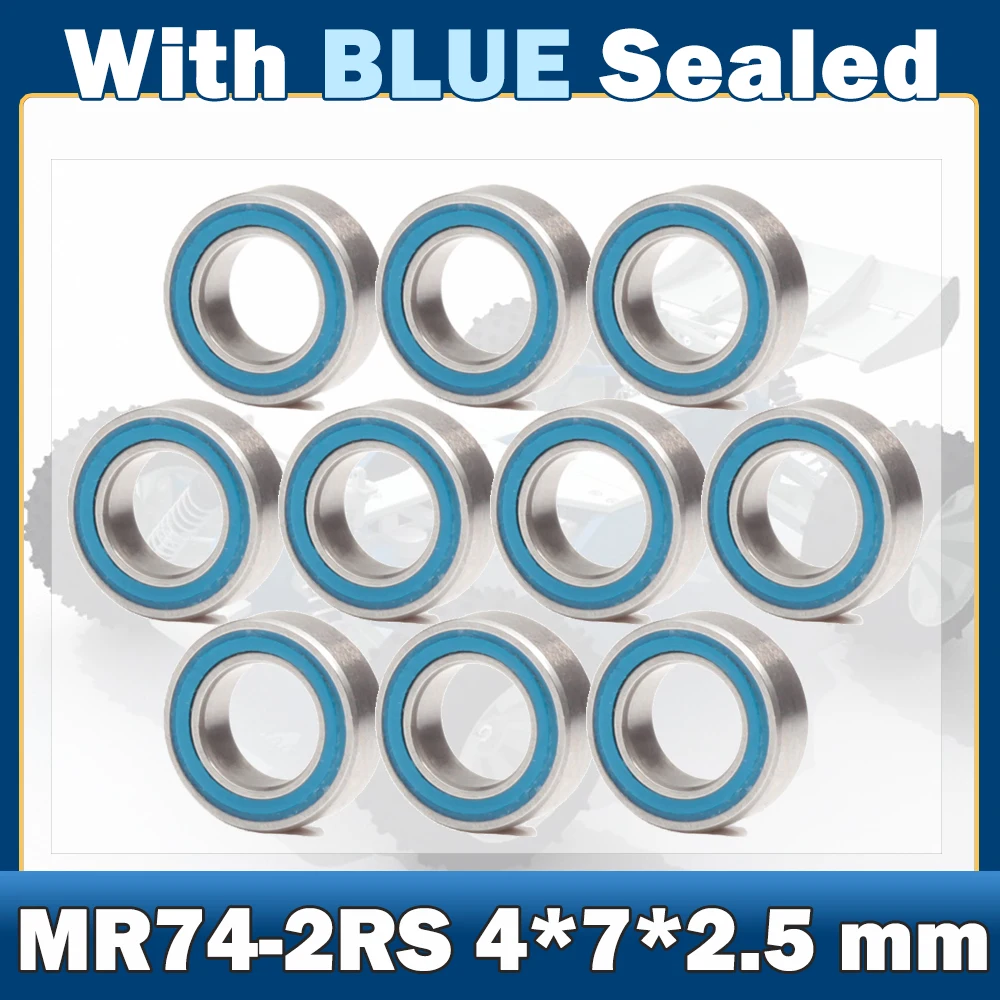 MR74RS Bearing ABEC-7 (10 PCS) 4*7*2.5 mm Miniature MR74-2RS Ball Bearings RS MR74 2RS With Blue Sealed L-740D