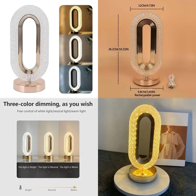 Crystal Touch Control Table Lamp Modern LED Night Light for Bedroom Living Room Home Decoration