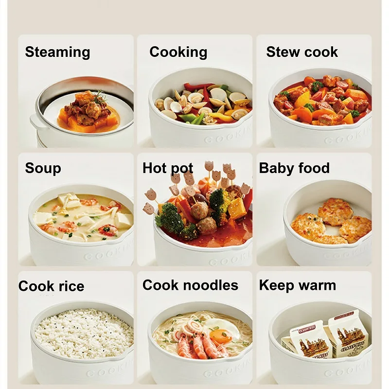 2L Electric Cooking Pot Large Capacity Hot Pot Non-stick Frying Pan Multi-function Baby Professional Supplementary Food Pot 220V