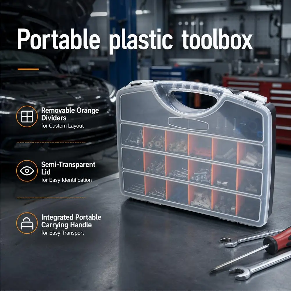 Plastic Tool Organizer Box Thickened Compartment Storage Case for Screws Drill Bits & Small Parts
