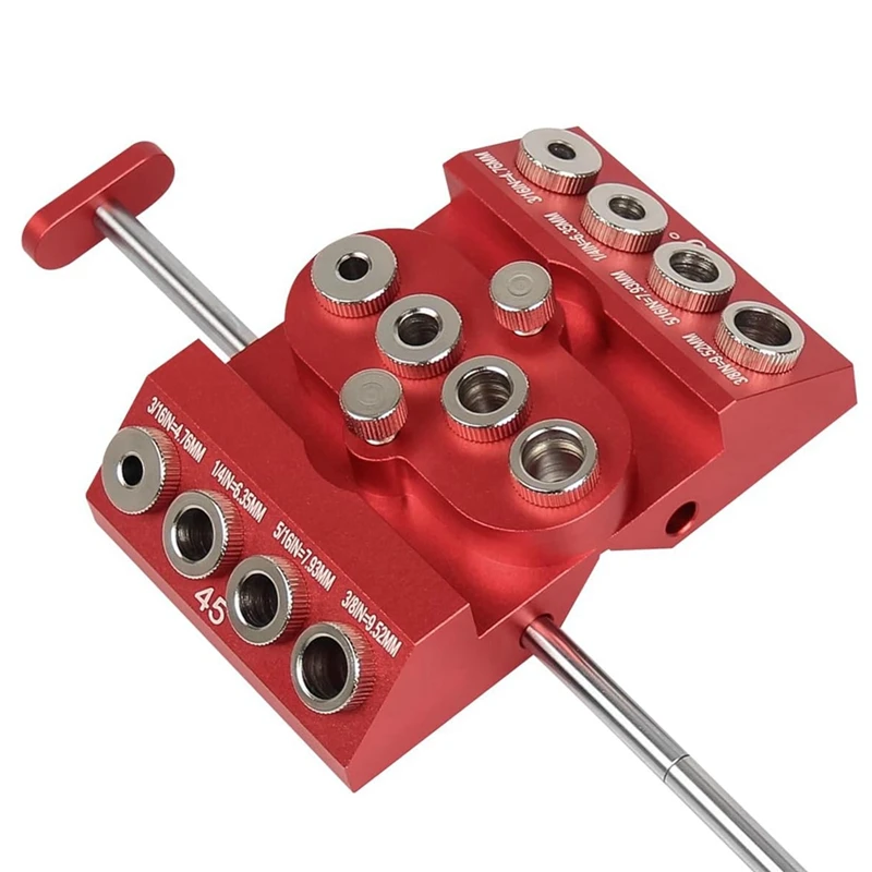 

30 45 90 Degree Angle Drill Guide Jig Drill Block For Straight Angled Holes With Detachable Drill Positioning Bar Red