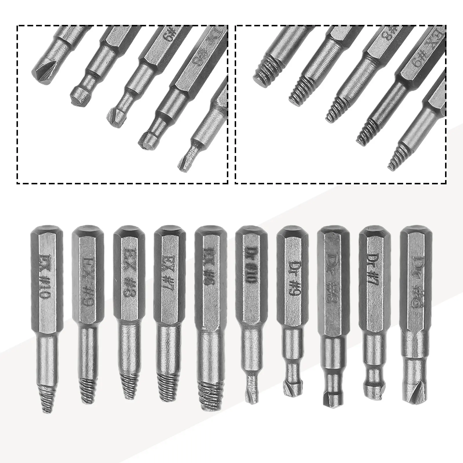 10 Stuks 6.35mm Beschadigd Tapeinduithalerset Boor Set Gestripte Tapeinduithalerset Voor Hexagon Schroeven Gebroken Bout Extractor Onderdelen