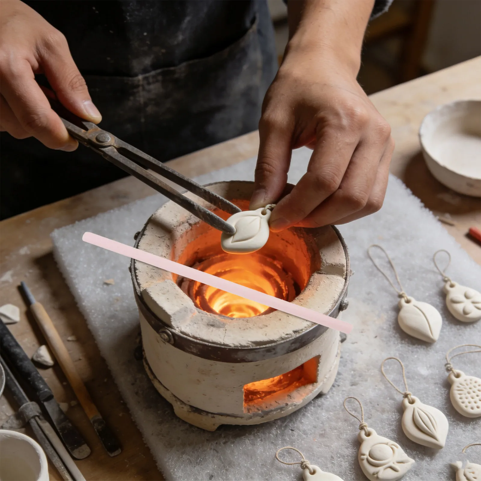 

4Pcs Reusable Solid Ceramic Hanging Fire Rods Heat-Resistant Pottery Kiln Tools Pendant Sculpture Crafting Jewelry Kiln Supplies