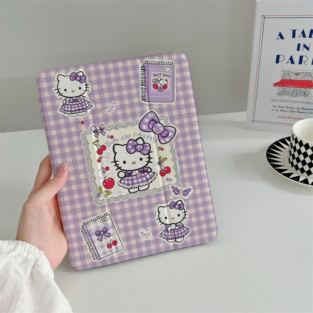 

Фиолетовый фартук в клетку HelloKitty подходит для Apple iPad Pro 2024 11 дюймов, 2025 Air 5/4 10,9 дюймов, iPad 10 9,7 дюйма, 10,2 дюйма