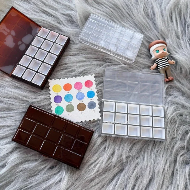 

15/24 Grid Portable Paint Palette Watercolor Gouache Acrylic Moisturizing Box Sketching Portable Paint Tray Art Supplies