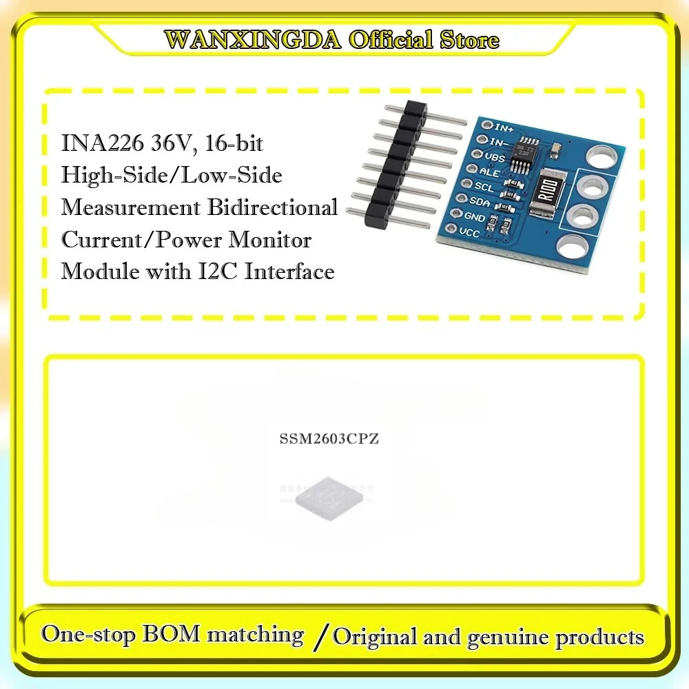 INA226 36V, 16-bit High-Side/Low-Side Measurement Bidirectional Current/  Module with I2C Interface  SSM2603CPZ