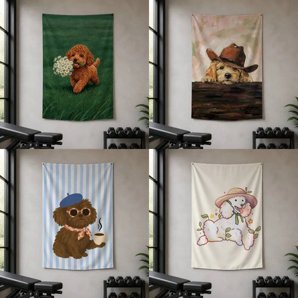 Poodle dog  Decorative Hanging Flag with Grommets for Garage Bedroom Dorm Wall Decor