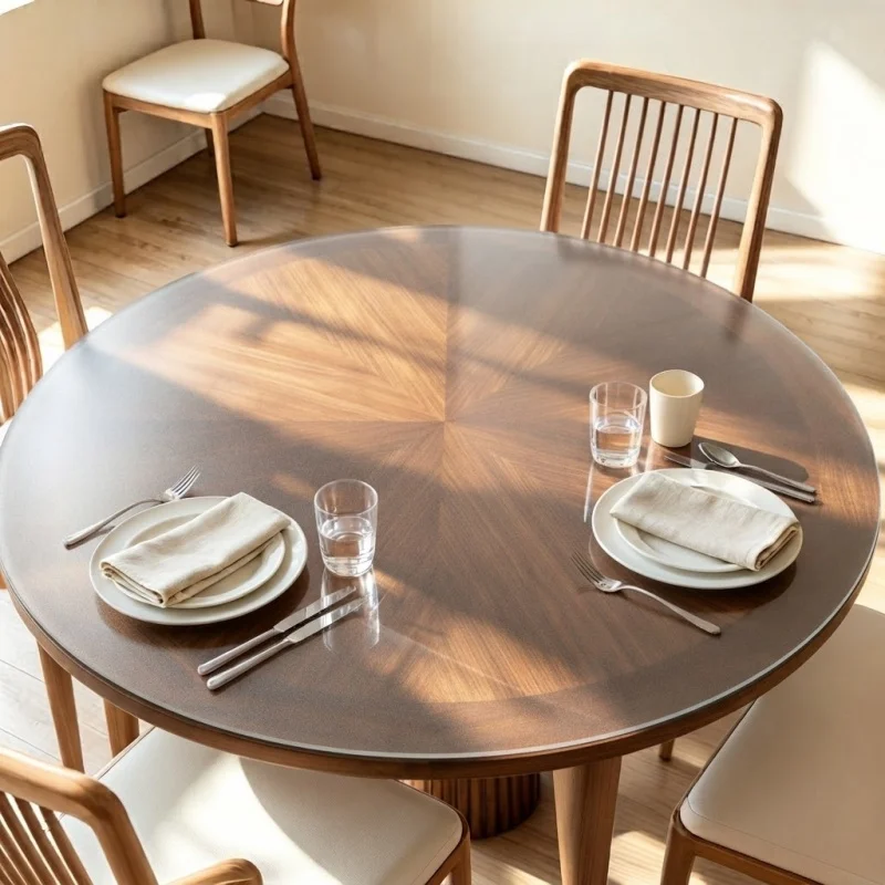120 130 140 cm Matte Frosted Round Tablecloth 0.7mm PVC Transparent Table Mat Waterproof Protector Desk Cover Pad Dining view 4