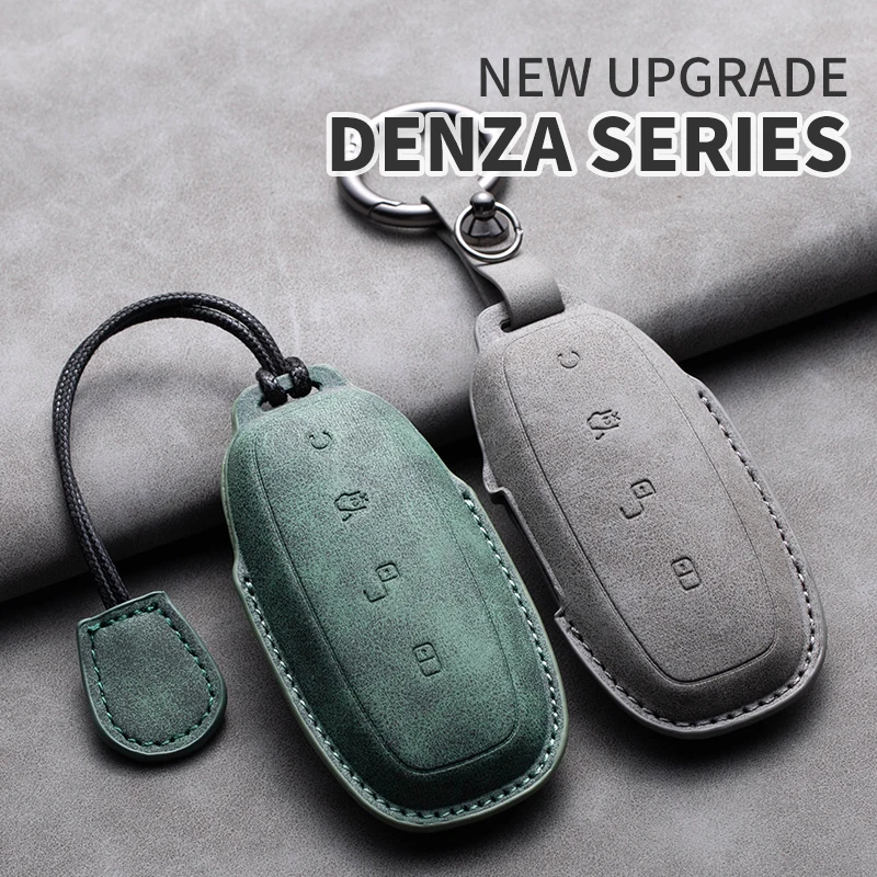 جلد الغنم سيارة الذكية مفتاح بعيد غطاء قذيفة حامي ل Denza D9 DM-i 2022 2023 سيارة التصميم المفاتيح اكسسوارات #2