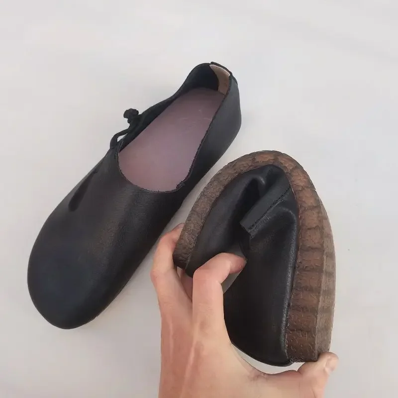 

Summer genuine leather cowhide men's casual shoes light flat soft Oxford sole breathable retro handmade women's plus size shoes