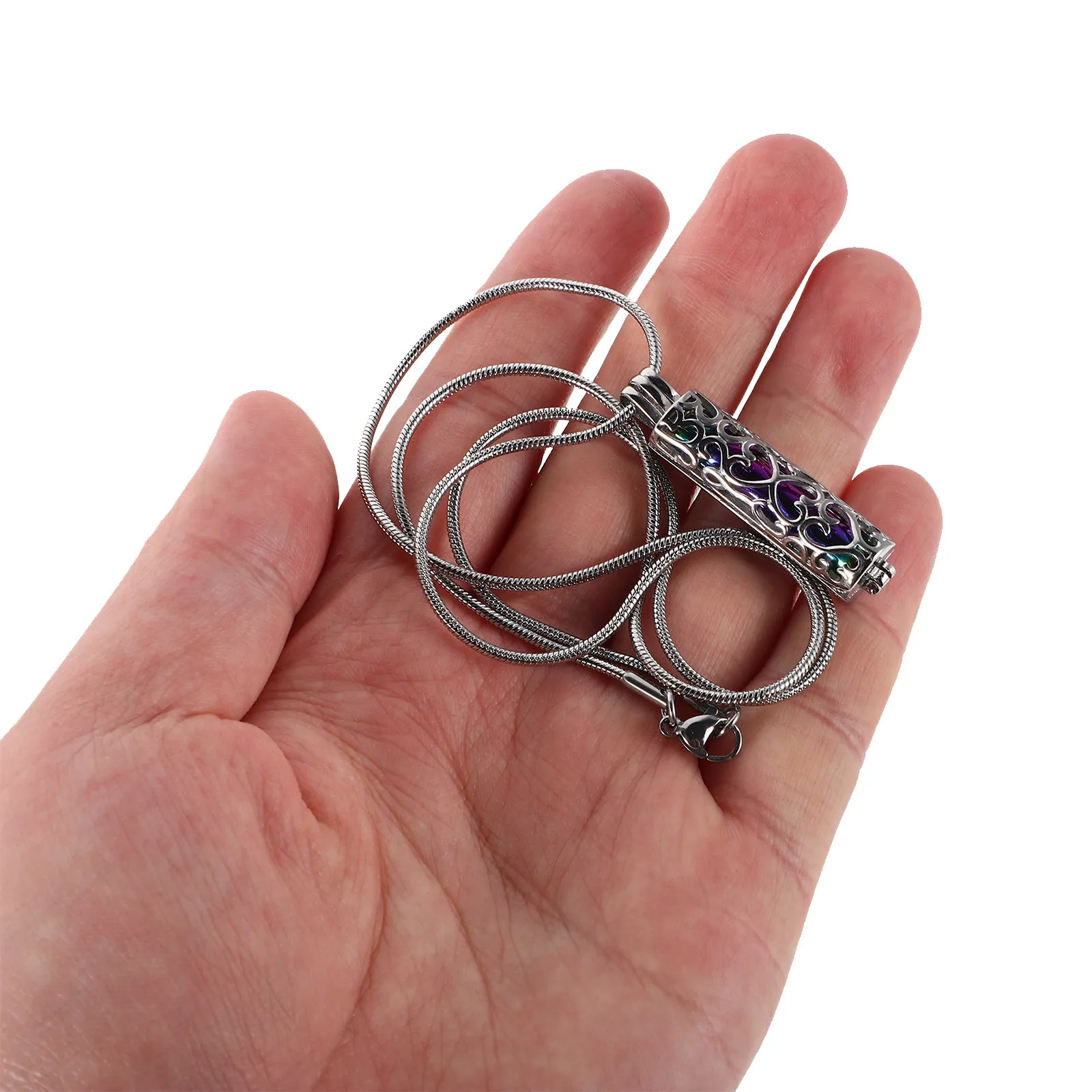 

Кулон-урна из нержавеющей стали в форме полого цилиндра для праха, ювелирное украшение для кремации, памятный кулон-медальон для праха собак, кошек, людей