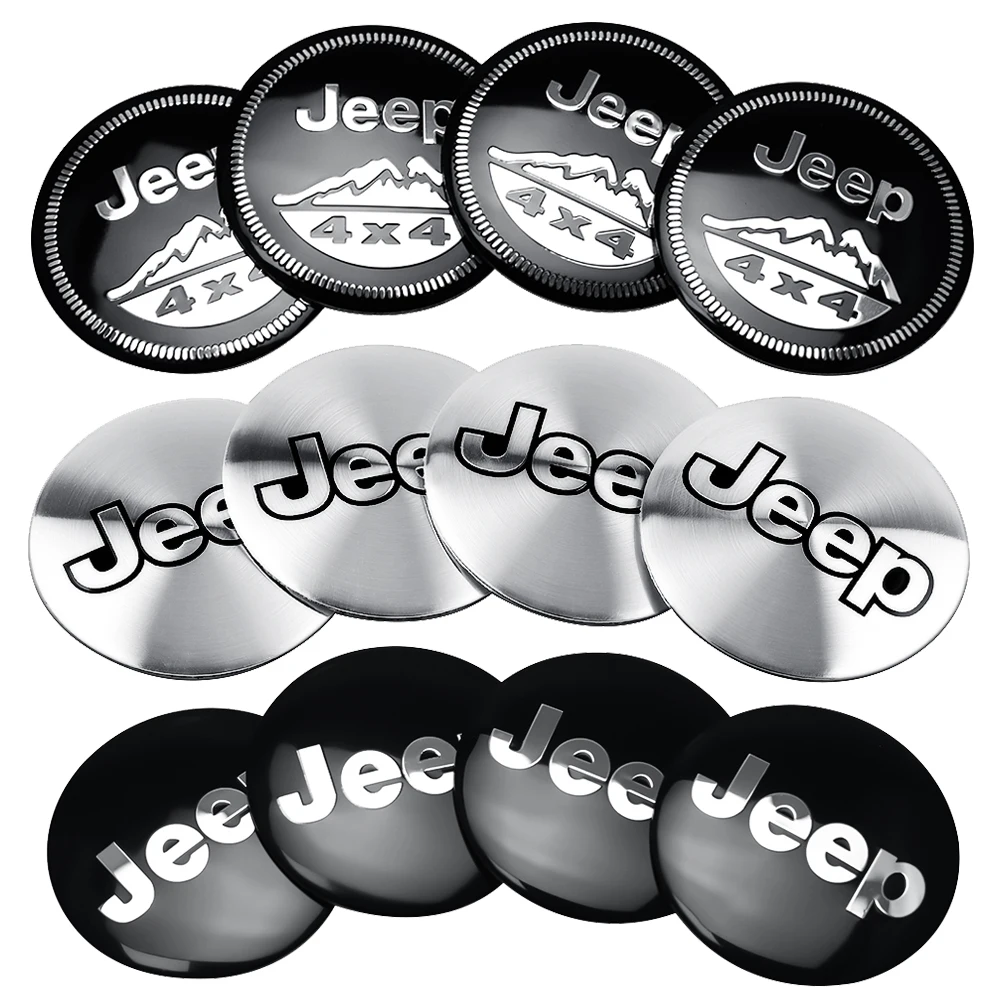 

4pcs 56mm Car Wheel Center Hub Stickers Tire Cap Emblem Cover For JEEP Wrangler Grand Cherokee Renegade Compass Auto Accessories