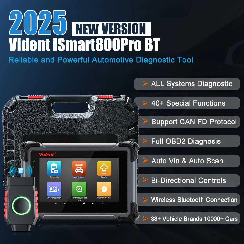 Vident iSmart800Pro BT OBD2 Car Diagnostic Tools 40 Reset Function IMMO Key Programmer Active Test Auto Scan With Oscilloscope