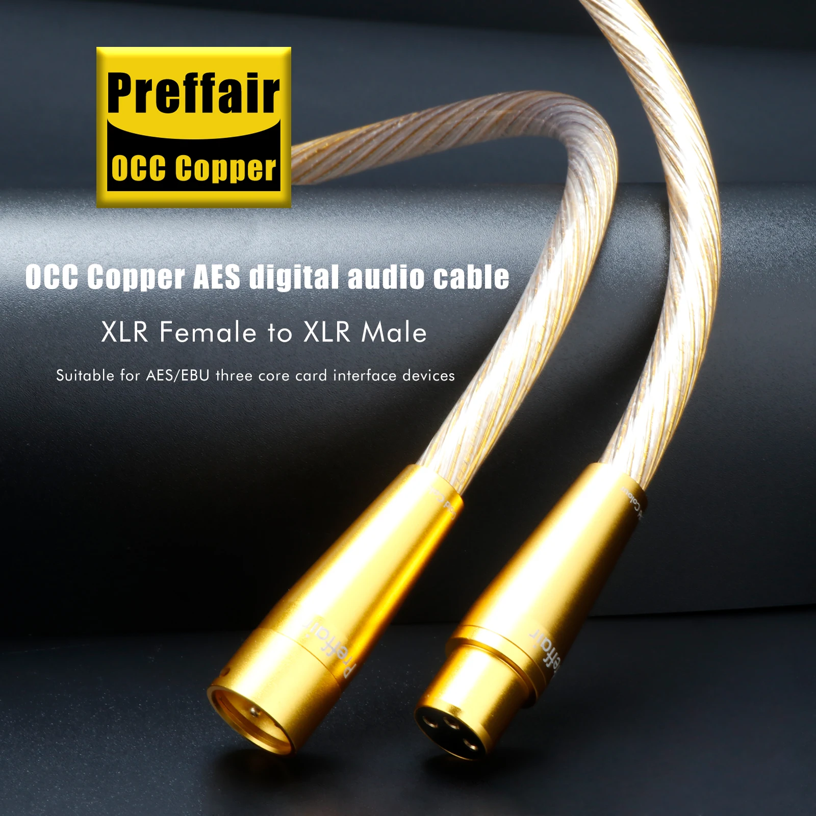 Preffair X417G 110 ohm 3 Pins XLR Coaxial Digital  Balance Cable with Gold Plated Connectors Amplifier Audio Signal Cable