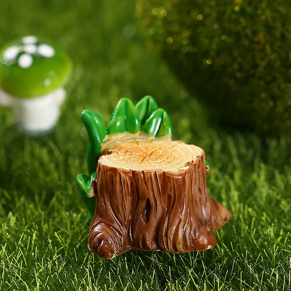 8Pcs Mini Tree Stump Resin Craft Decorative Stumps Micro Landscape Accessories Garden Outdoor Fairy Home Decor