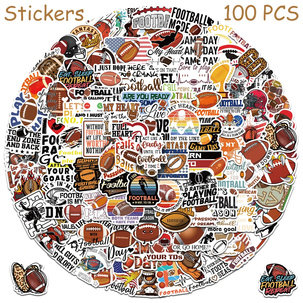 

50/100pcs Cartoon Football Stickers Decals For Phone Laptop Refrigerator Skateboard Guitar DIY Aesthetic Stickers Creative Gifts