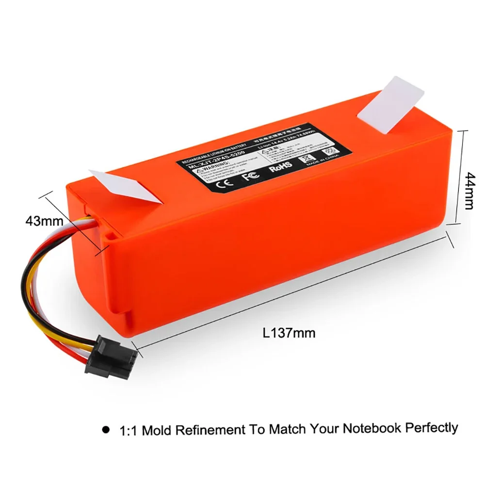 14.4V 12800mAh Robotic Vacuum Cleaner Replacement Battery For Xiaomi Roborock S55 S60 S65 S50 S51 S5 MAX S6 Parts