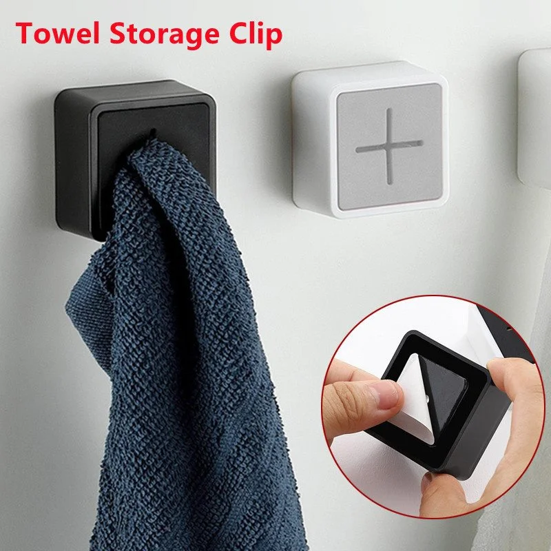 Self-adhesive Towel Holder Clip Kitchen Rag Dishcloth Storage Rack