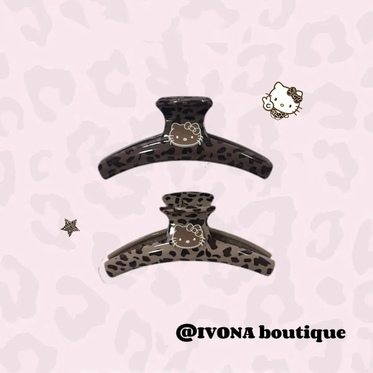 

Аксессуары для волос Hello Kitty, оригинальный дизайн, Advanced Feeling, леопардовый принт, ретро, большой размер, аксессуары для волос с зажимом, новинка