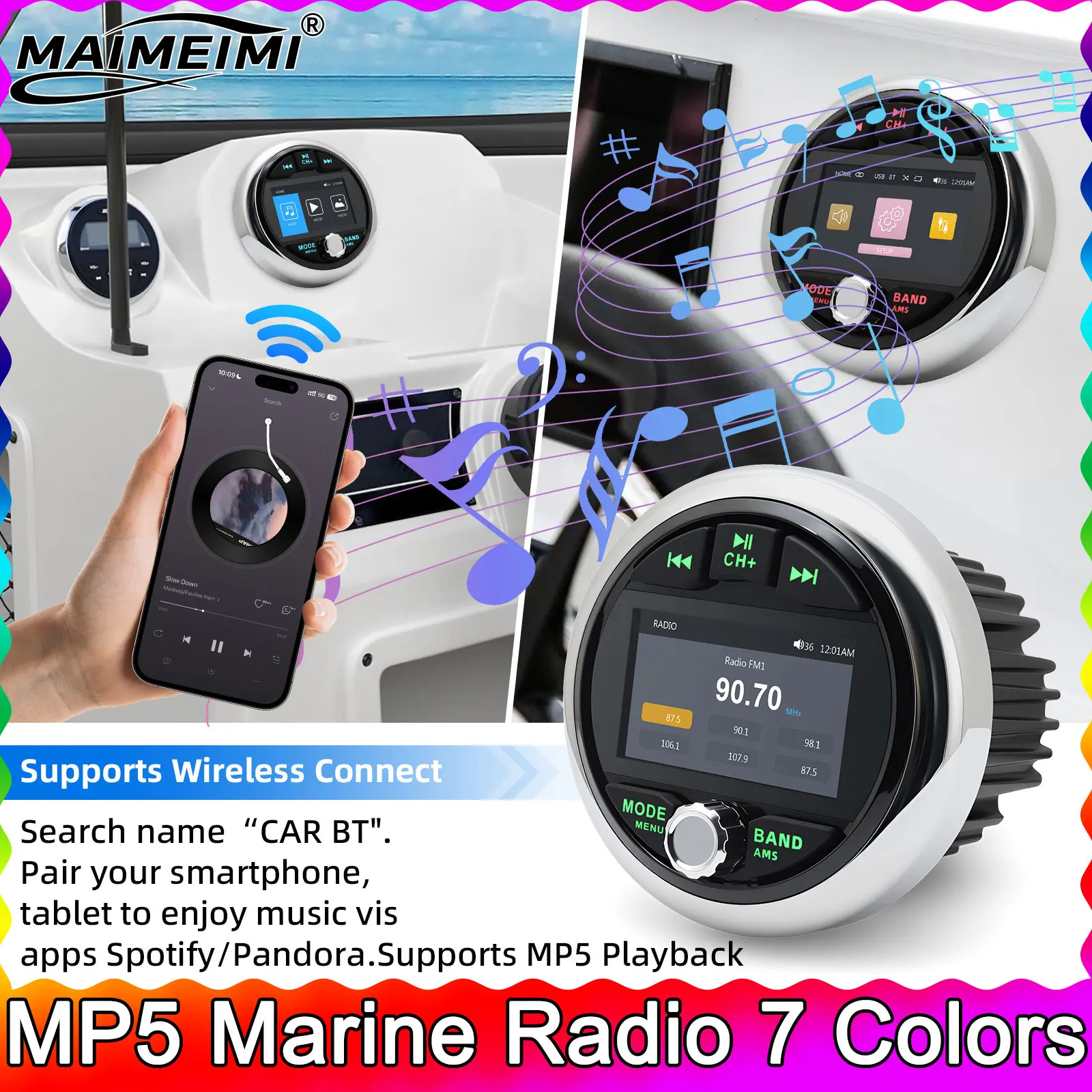 

MP5 лодка радио морской стерео источник медиаплеер AM FM RDS приемник водонепроницаемый MP3 MP4 видео воспроизведение Bluetooth-совместимый