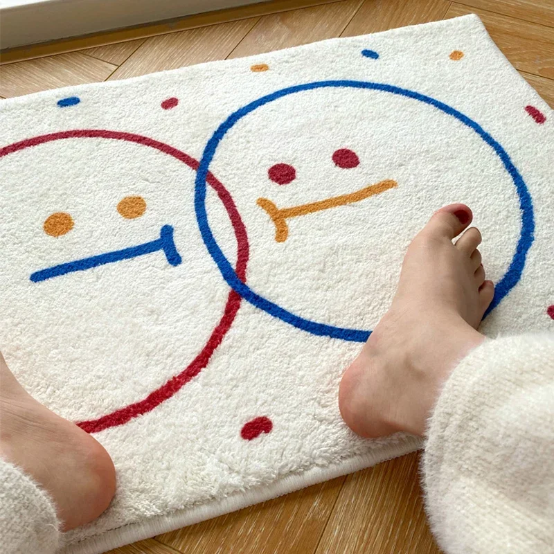 Smile Japanese Rugs Cute Carpet Rectangle Foot Absorbent Door Mats Decorative short Floor rug for Living Room Doormat Ent