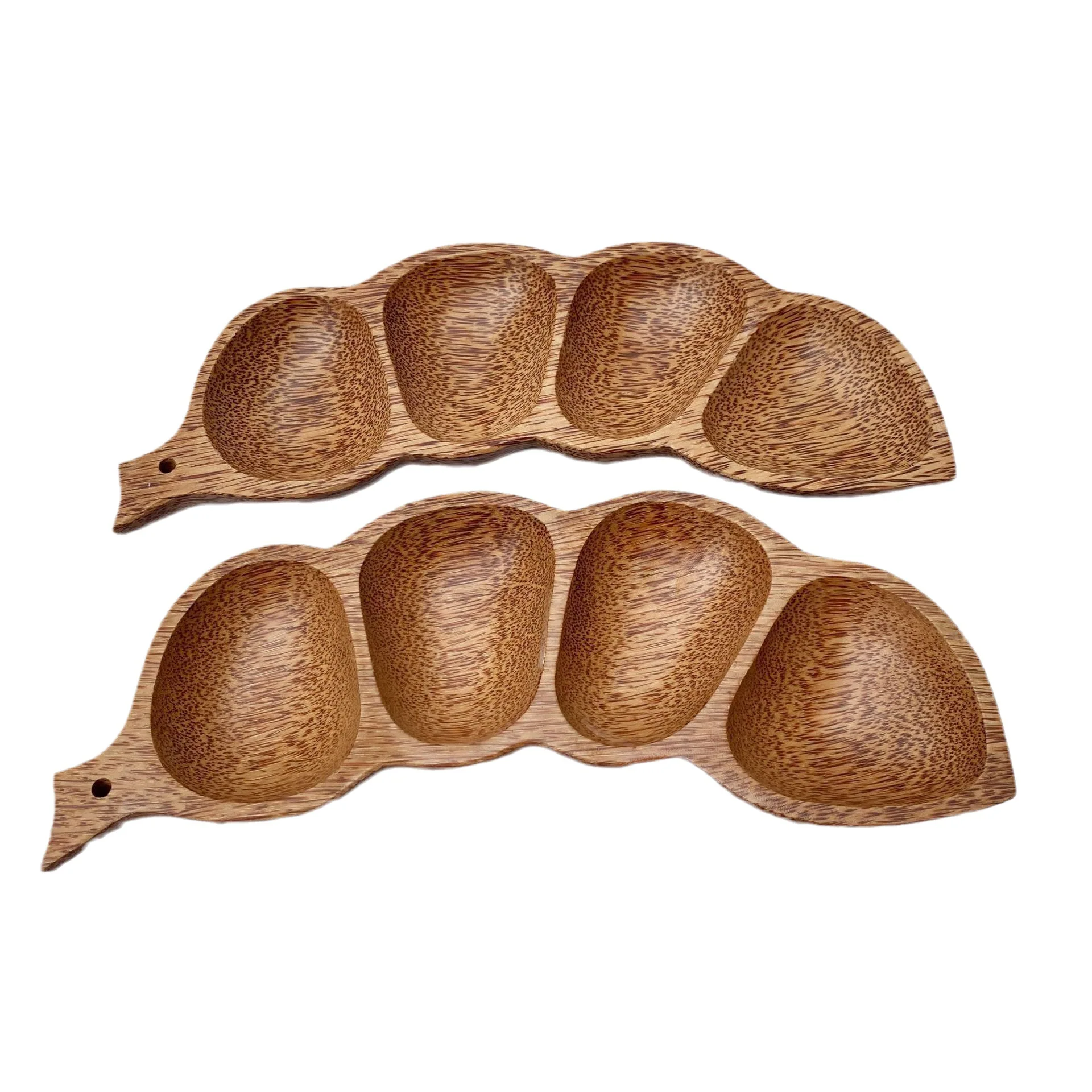 

CX coconut long bean plate, pea-shaped grid multi-layer flavor plate, Korean wooden multi-purpose creative dried fruit plate