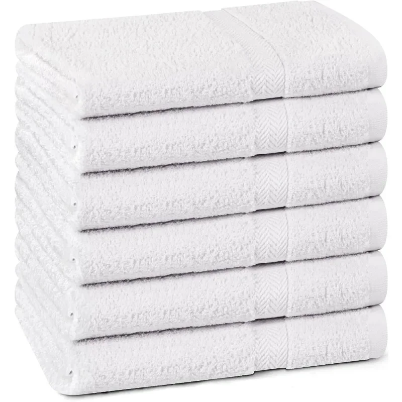 100% Cotton White 6 Pack Medium Bath Towel Set, Quick Dry, Super Absorbent, Light Weight, Soft Feel, Premium Towels for Hotel