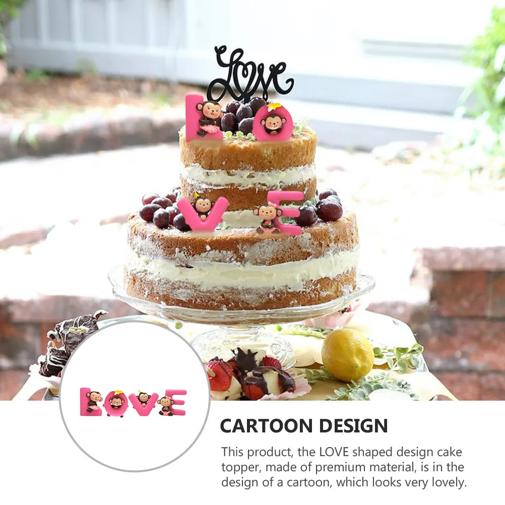 

1 set Resin Monkey Figurines Set Love Pattern Cake Topper Car Decor For Birthday Home Desk Decoration Valentines Gift