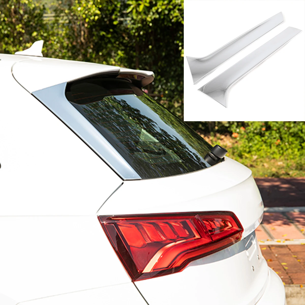 ABS Chrome Car Rear Window Spoiler Side Wing Trim Cover For 2018-2022 Audi Q5 FY SQ5 Accessories