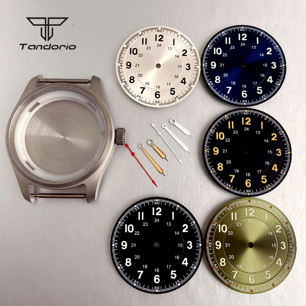Caja de reloj piloto de titanio de 39mm + esfera de 33,5mm + juego de manecillas accesorios aptos para NH35 NH36 NH38 Miyota8215 8205 821A ETA2824 PT5000 ST2130