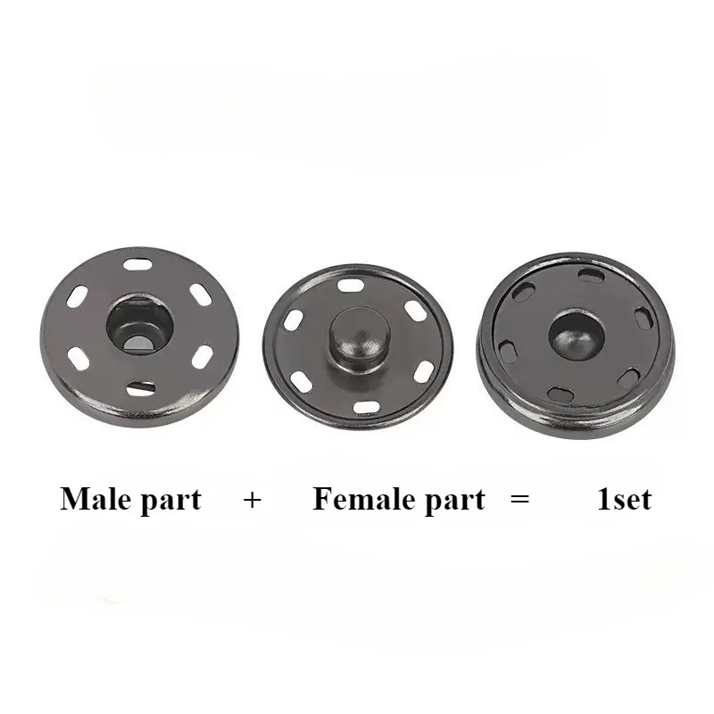 10Sets 15mm Metall Aufnäher Druckknöpfe Schwarz Silber Farbe DIY Nähen Kleidung Druckknopf Knöpfe Handwerk Druckknöpfe Knopf – Detail 6