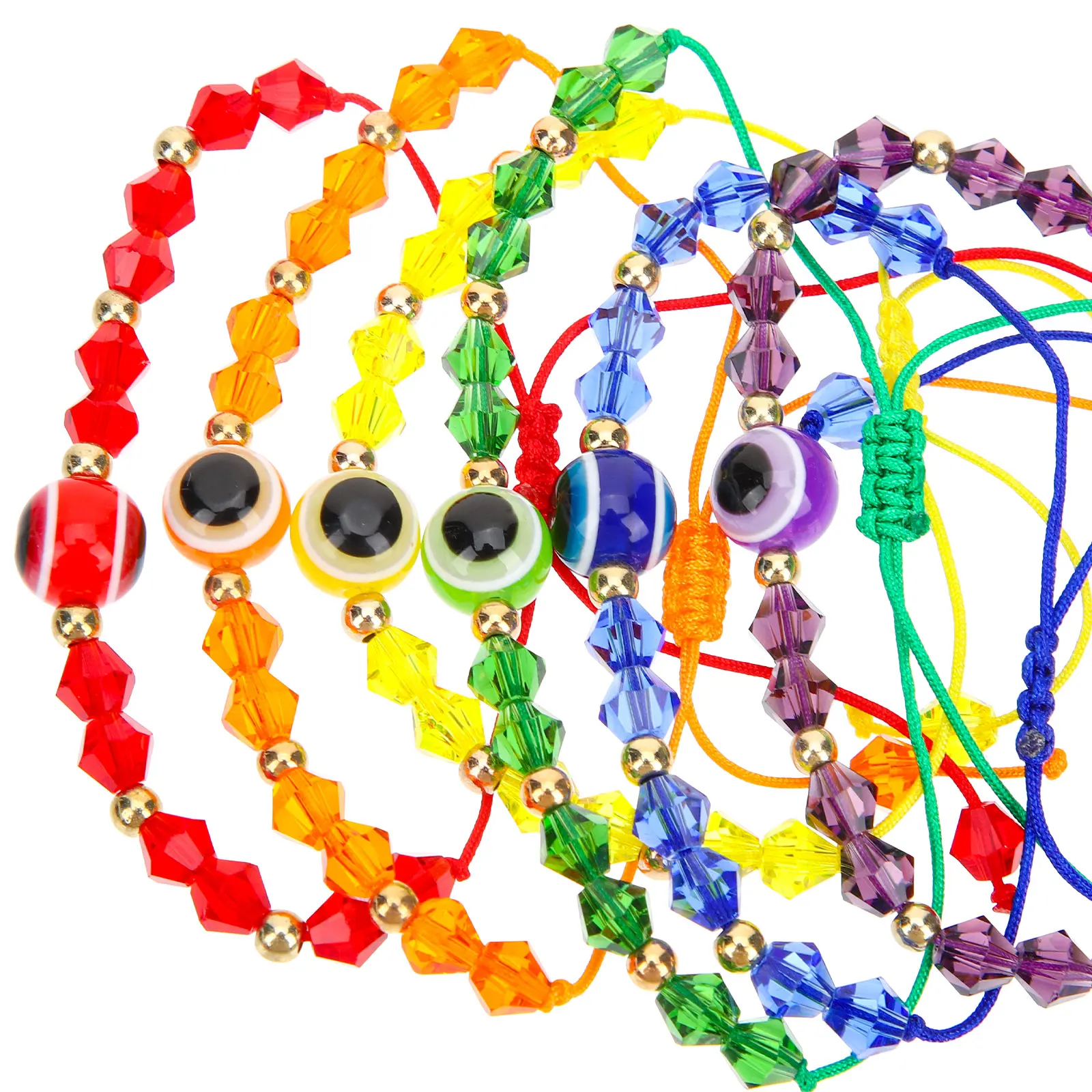 

8pcs Crystal Bead Evil Eye Bracelets Women Men Fashion Jewelry Casual Formal Bead H Chain Parties Anniversaries