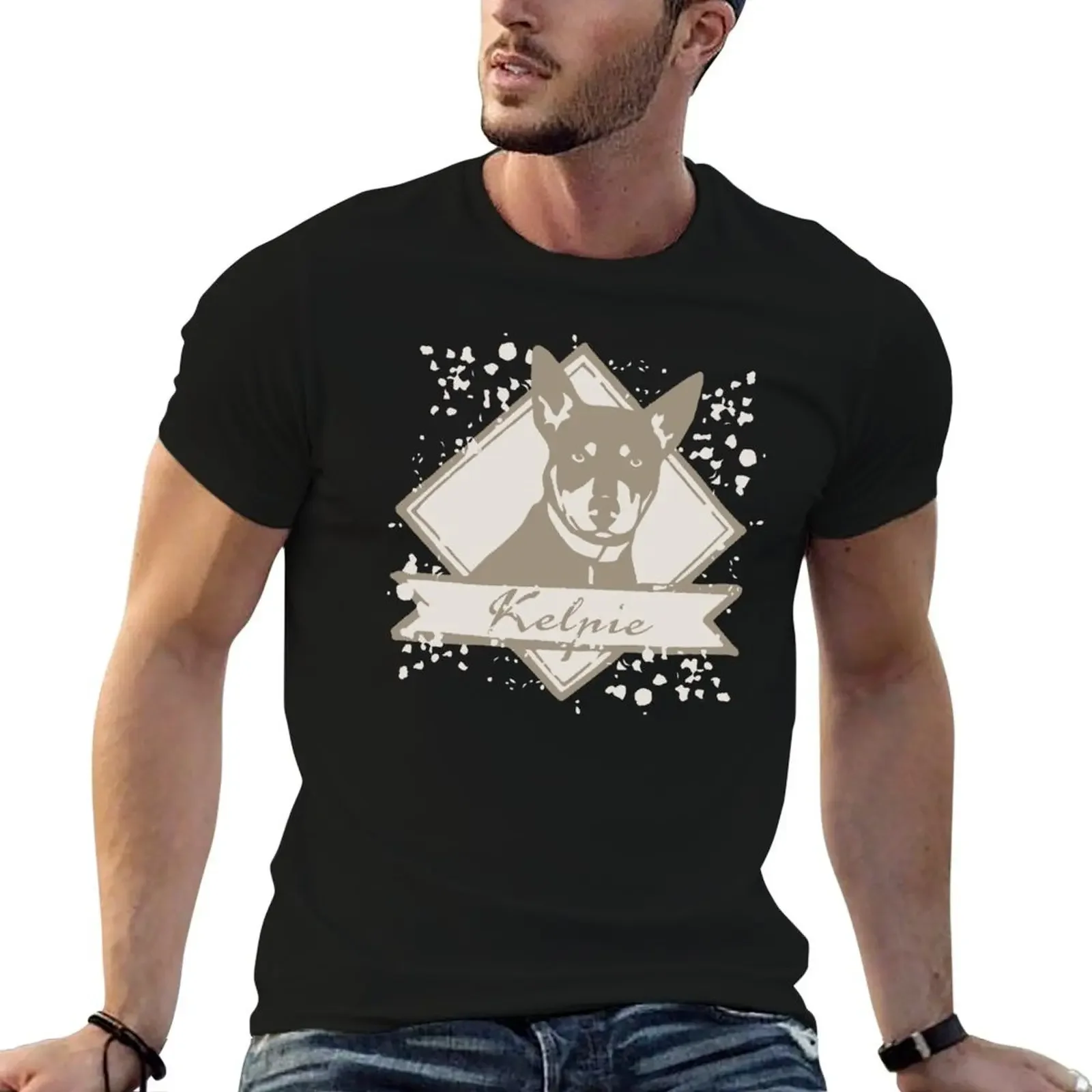 Kelpie Tan Plaque T-Shirt plus size clothes rapper graphic tees boys whites cute clothes T-shirts for men cotton