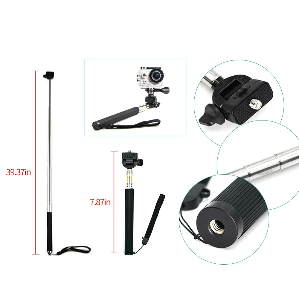 Adattatore per montaggio su treppiede per Selfie Stick monopiede per Go Pro Hero 10 5 4 3 SJCAM Xiaomi Yi 4k Gopro Session Action Sport Camera