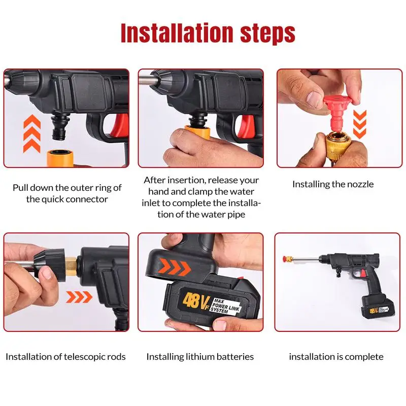 Cordless Pressure Washer Snow Foam Lances, Portable Pressure Washer Battery Powered Max 550PSI, Rechargeable Battery