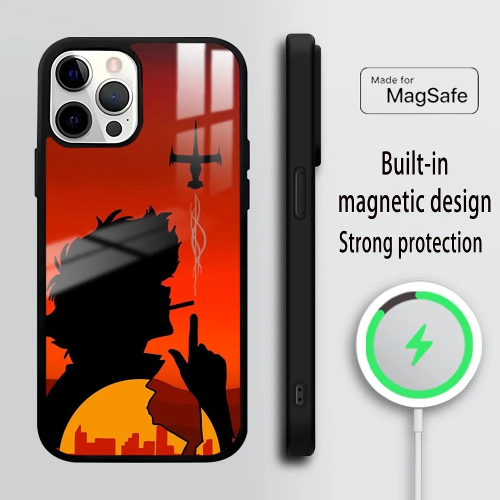 C-CowboyS B-BebopS Magnetic Phone Case For iPhone 16 15 14 13 12 11 Pro Max Plus Mini Magsafe Mirror Wireless Magnetic Cover