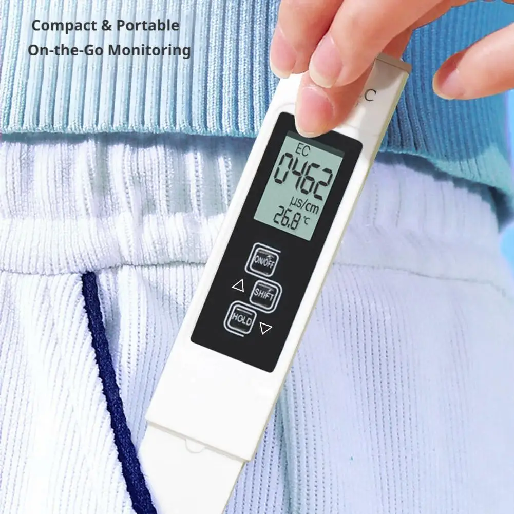 3in1 Water Quality Detection Pen Household Drinking Water Purity EC Meter High Accuracy TDS Meter 0-9990ppm Digital Water Tester