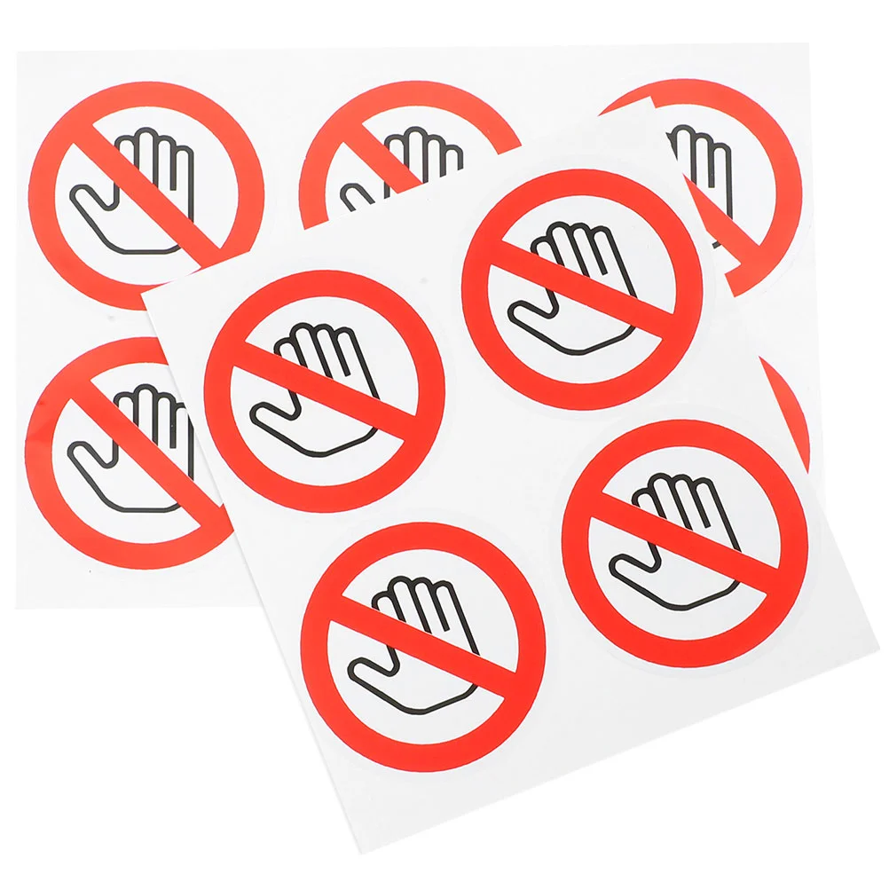 10 Pcs Warning Labels against Mechanical Damage Vinyl Stickers Round Safety No Touch Sign Self-adhesive Please Do Not