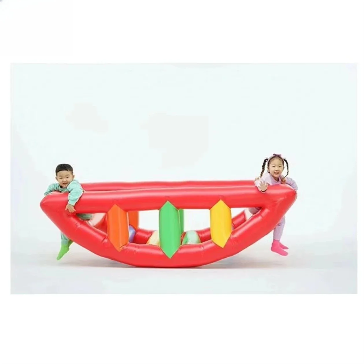 Outdoor funny toy inflatable pirate ship rainbow sky seesaw