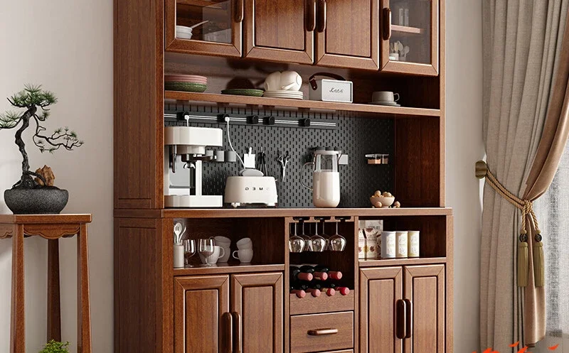 Solid wood dining side cabinet 1.6m large capacity walnut living room locker porch screen storage