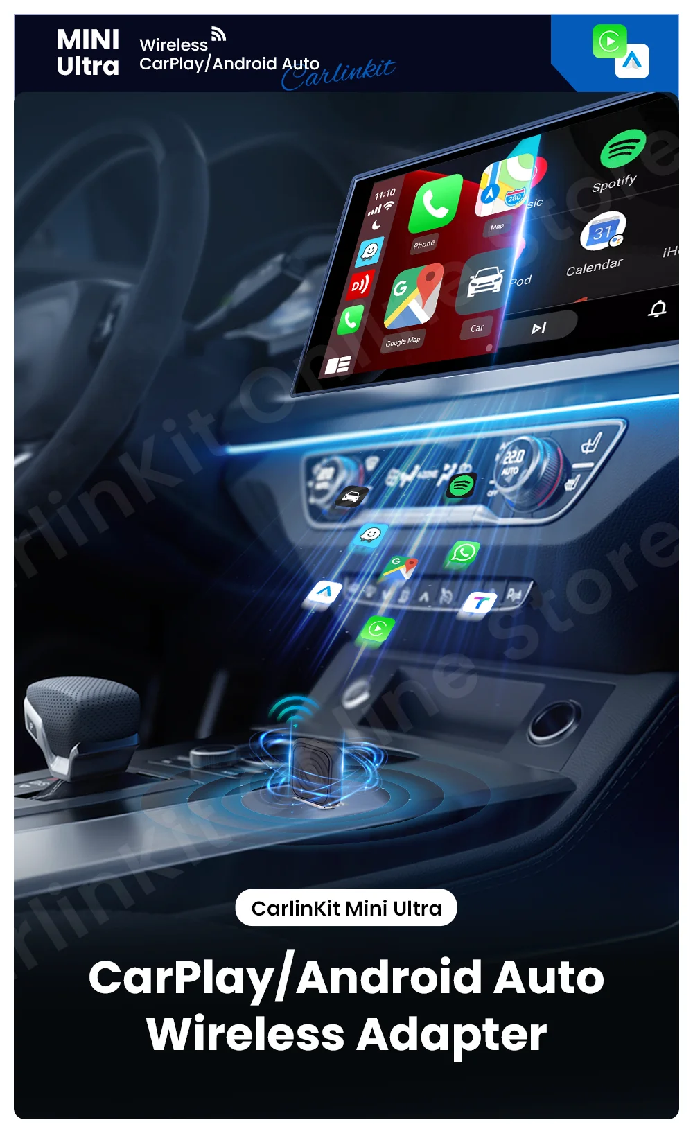 Carlinkit Mini SE Adaptador Inalámbrico CarPlay | Convierte Tu CarPlay Con Cable A Inalámbrico Plug & Play (2025)